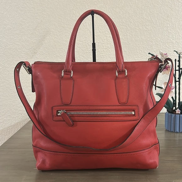 Coach Legacy Leather Rory NS Satchel Red 19892 - Picture 2 of 12